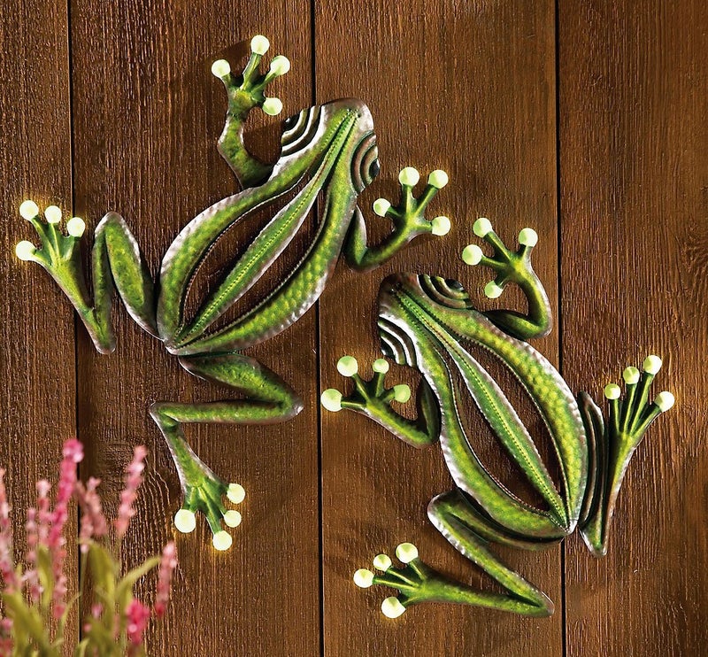 Collections Etc Glow in The Dark Hanging Frogs Wall Fence Tree Decor - Set of 2, Green - Image 3